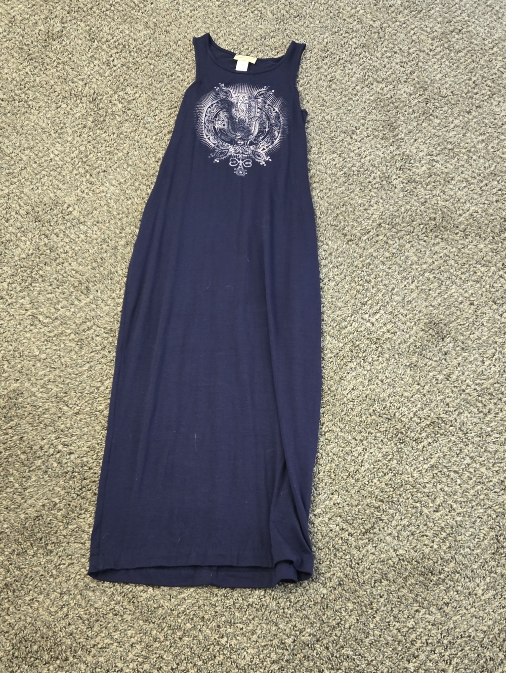 enough about me... Navy Maxi Tank Dress with White Graphic